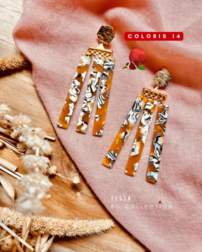 Boucle d'oreille à franges avec perles en résine ultra pops et colorées