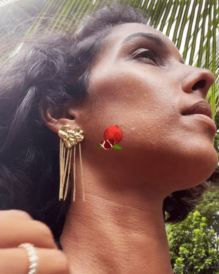 Boucle pendante en acier inoxydable en forme de coeur composée de 7 petites chainettes