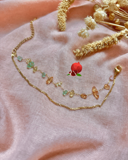 Bracelet double rangs coloré avec petites pampilles colorées