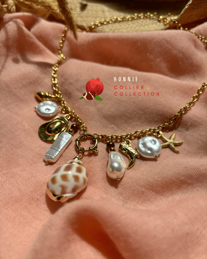 Collier grosses mailles avec 9 breloques donc celle du milieu interchangeable